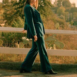 Vintage Ignatz of California Blue Velvet Velour 2-Piece Suit
